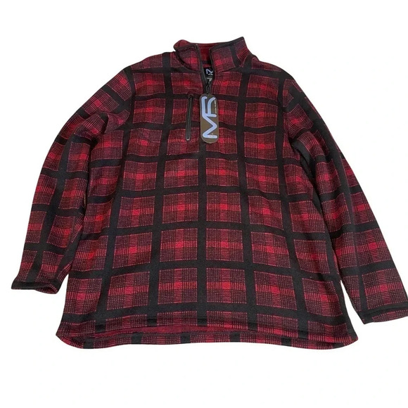 Mack Russo Flannel Half Zip Pullover, Men's, Red / Black, Size Large • NWT - Picture 1 of 5